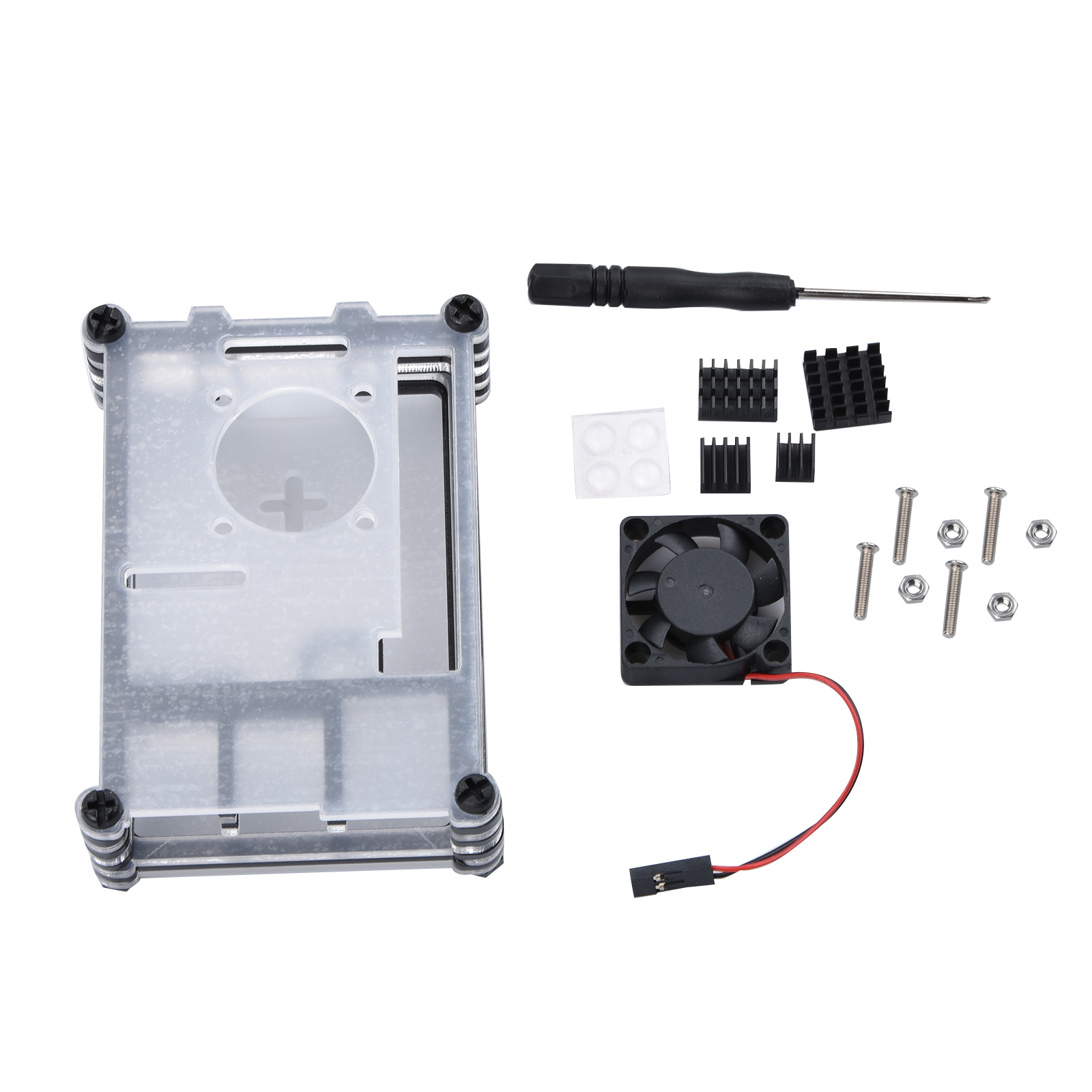 Pi 4 Case - Casing 9 Lapisan Transparan dengan Kipas